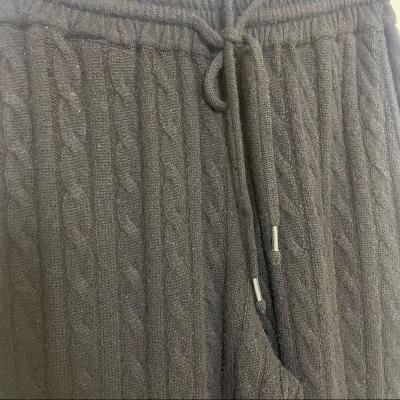 Grey Ven Herries Cable Lounge Pants Size Medium Black Cable Knit Luxury Sweats - Picture 9 of 15